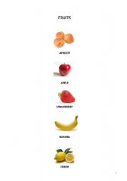 English worksheet: VOCABULARY: FRUITS (4 pp.)