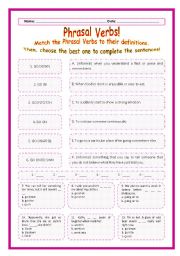 > Phrasal Verbs Practice 75! > --*-- Definitions + Exercise --*-- BW Included --*-- Fully Editable With Key! 