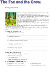 English Worksheet: THE FOX AND THE CROW