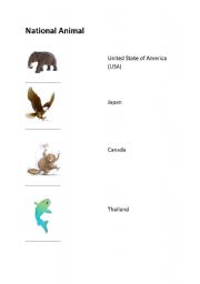 English worksheet: national animal