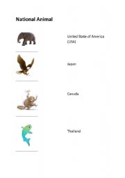English Worksheet: national animal