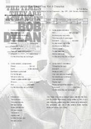 English Worksheet: The Times They Are A-Changing  by Bob Dylan