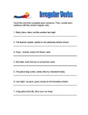 English worksheet: Irregular Verbs