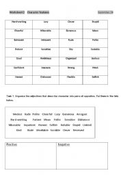 English Worksheet: Character Features