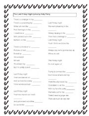 English Worksheet: Last Friday Night Kathy Perry song