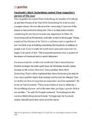 English Worksheet: Reading Article on Facebook