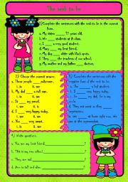 English Worksheet: the verb to be