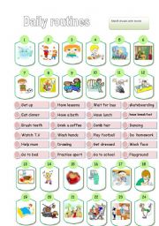 English Worksheet: routines:matching