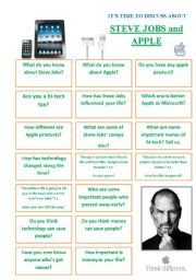 English Worksheet: Its time to discuss about Steve Jobs and Apple