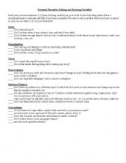 English Worksheet: Narrative Revising Editing Checklist