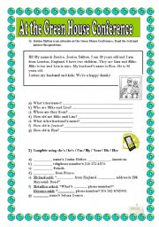 English worksheet: At the Green House Convention