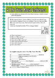 English Worksheet: At the Green House Convention