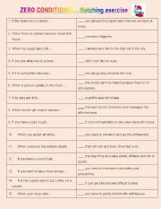 English Worksheet: Zero Conditional - Matching exercise