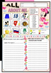 English Worksheet: All about me