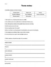 English worksheet: Tense Review