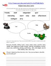 English worksheet: Adjectives about pets