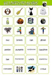 English Worksheet: Halloween Pelmanism