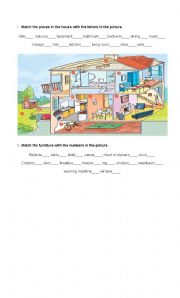 English Worksheet: Places in a house / Furnitures