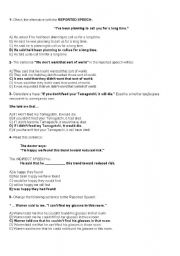 English Worksheet: REPORTED SPEECH EXERCISES