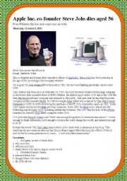 English Worksheet: Steve Jobs Dies