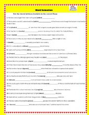 English Worksheet: word formation