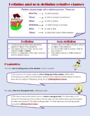 English Worksheet: Defining and Non-defining relative clauses