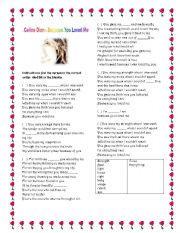 English Worksheet: Because you loved me...