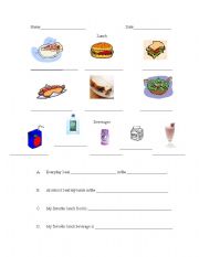 English Worksheet: Lunch Vocabulary