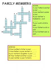 English Worksheet: family members