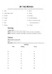 English Worksheet: At The Movies