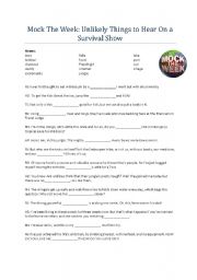 English worksheet: Mock The Week: Unlikely Things to Hear On a Survival Show