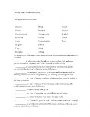 English worksheet: Literary Device Worksheet