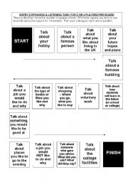 English Worksheet: ESOL Entry 3 speaking & lsitening practice boardgame