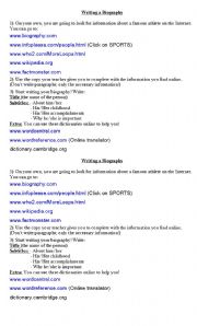English Worksheet: Writing a Biography