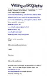 English Worksheet: Biography writing