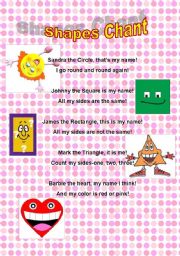 English Worksheet: For kids: SHAPES - CHANT!!!!