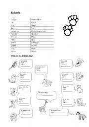 English worksheet: Animals2