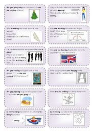 English Worksheet: Conversation cards (9) MAMO present continuous focus