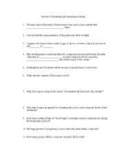 English Worksheet: Renaissance Music Review to accompany 