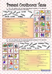 English Worksheet: Present Continuous Tense *** with key *** fully editable