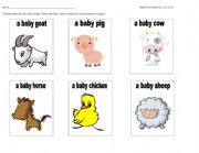 English Worksheet: Baby Farm Animals Cut and Paste