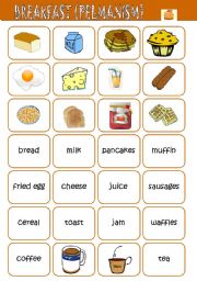 English Worksheet: Breakfast Pelmanism