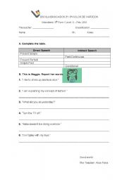 English worksheet: Reported Speech