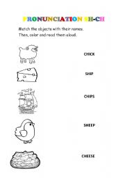 English worksheet: Pronunciation sh-ch