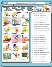 English Worksheet: WHAT DO THE SIMPSONS OFTEN DO?