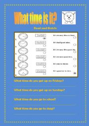 English worksheet: What time is it?