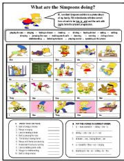 English Worksheet: WHAT ARE THE SIMPSONS DOING?