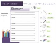 English worksheet: School Vocabulary 