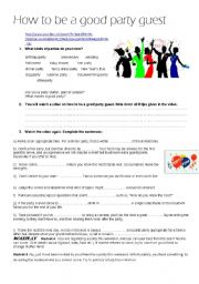 English worksheet: Parties