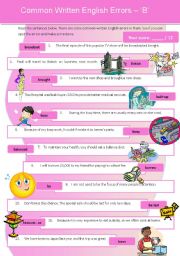 English Worksheet: Common Written English Errors 4 - B